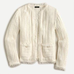 J Crew White Fringe Jacket